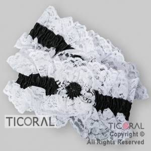 LIGA SP1207 ENCAJE BLANCA CON NEGRO X 2
